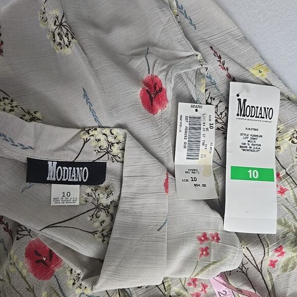 Modiano Floral Vest Shirt and Short Set Medium 10 Brown VTG Cottage Resort 90s - Picture 5 of 8